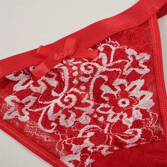 Red Sexy Erotic 2 Piece Lace Lingerie Set - Picture 3 of 12